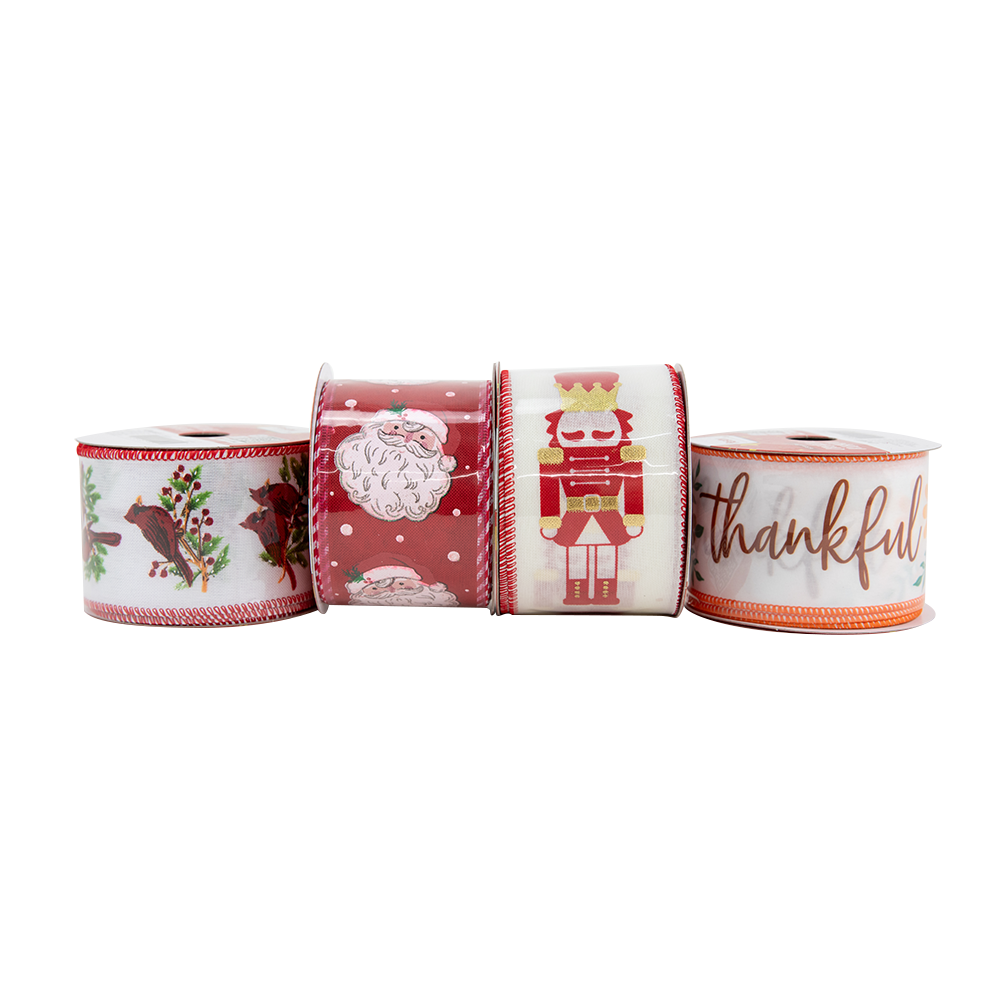 Christmas Ribbon Roll Assorted Designs- 5mx6.3cm