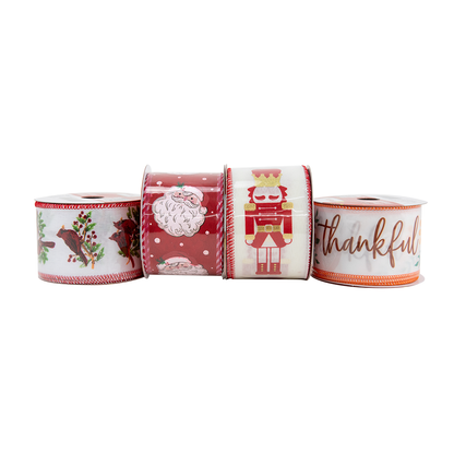 Christmas Ribbon Roll Assorted Designs- 5mx6.3cm