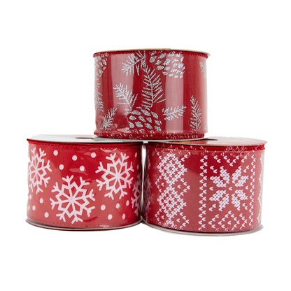 Christmas Ribbon Roll Assorted Designs- 5mx6.3cm