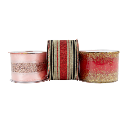 Christmas Ribbon Roll Assorted Designs- 5mx6.3cm