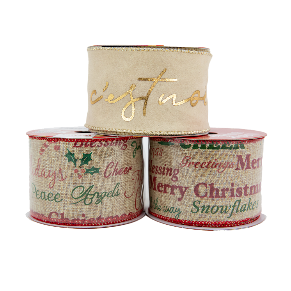 Christmas Ribbon Roll Assorted Designs- 5mx6.3cm