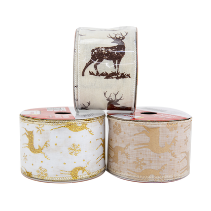 Christmas Ribbon Roll Assorted Designs- 5mx6.3cm