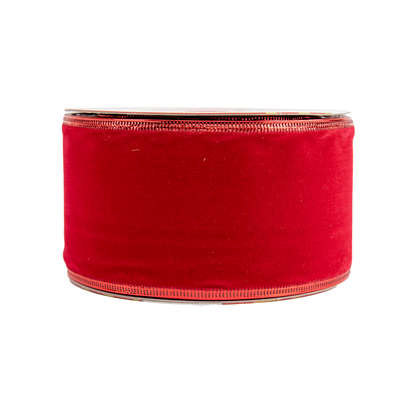 Christmas Velvet Ribbon, Wired Red Gold, 6.3cmx20m