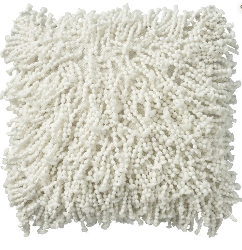 Mina Victory Shaggy Cushion, White- 50.8cmx50.8cm