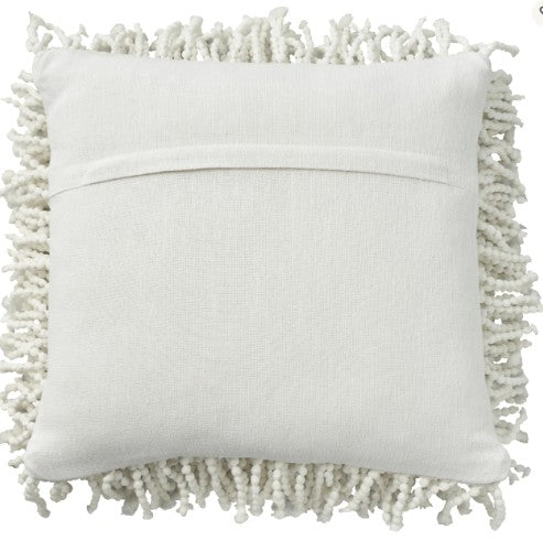 Mina Victory Shaggy Cushion, White- 50.8cmx50.8cm