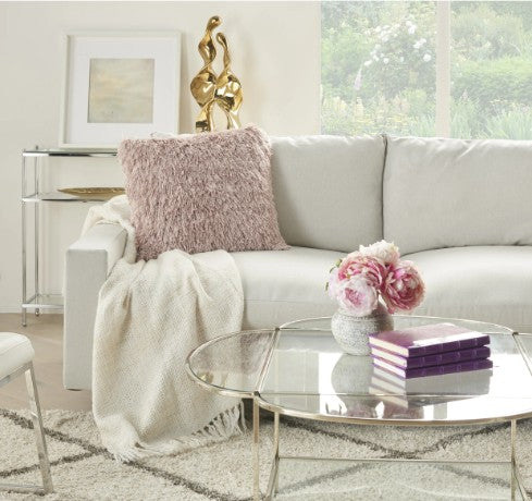Mina Victory Shaggy Cushion, Blush- 50.8cmx50.8cm