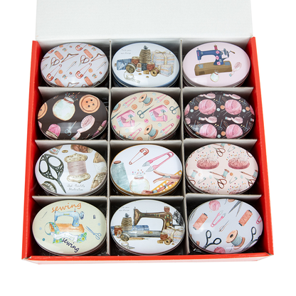 Sewing Tin Box Oval - 8.5x6x2.8cm