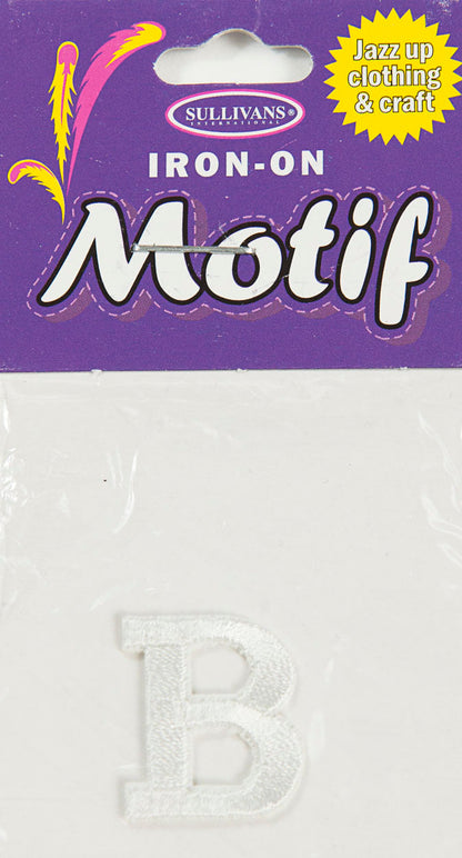 Iron On Motif Letter, White - 20mm - Sullivans