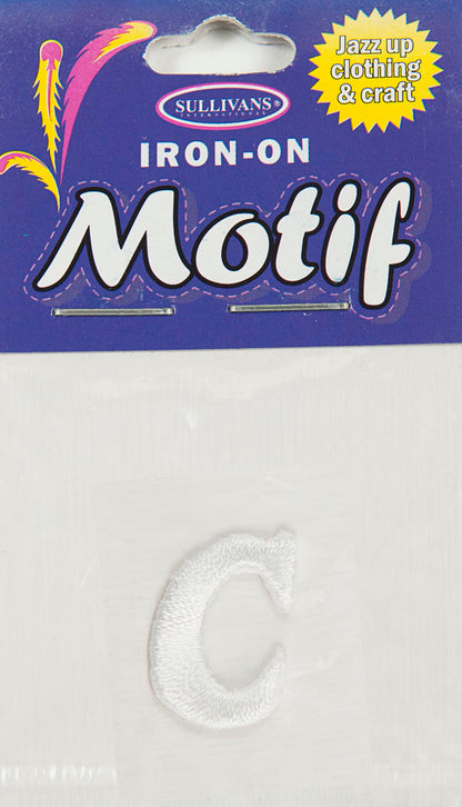 Iron On Motif Letter, White - 20mm - Sullivans