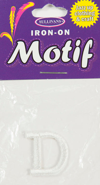 Iron On Motif Letter, White - 20mm - Sullivans