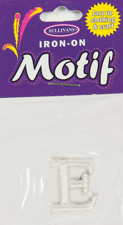 Iron On Motif Letter, White - 20mm - Sullivans