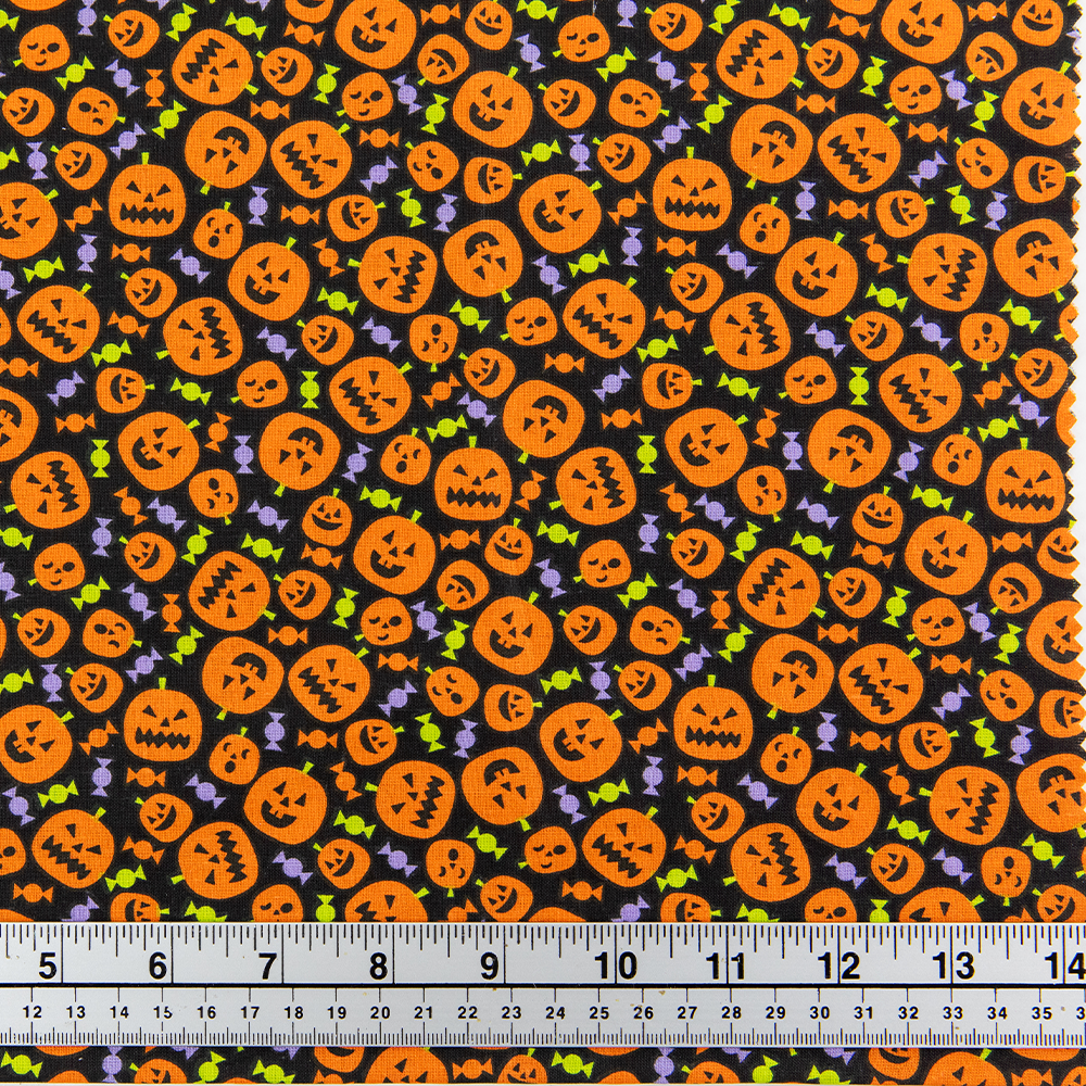 Print Craft & Quilting Fabric, Pumpkins And Candy- Width 112cm