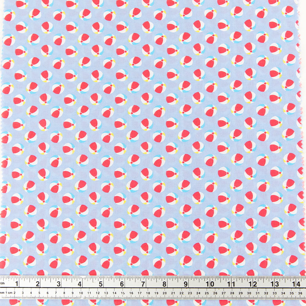 Print Craft & Quilting Fabric, Beach Balls On Blue- Width 112cm