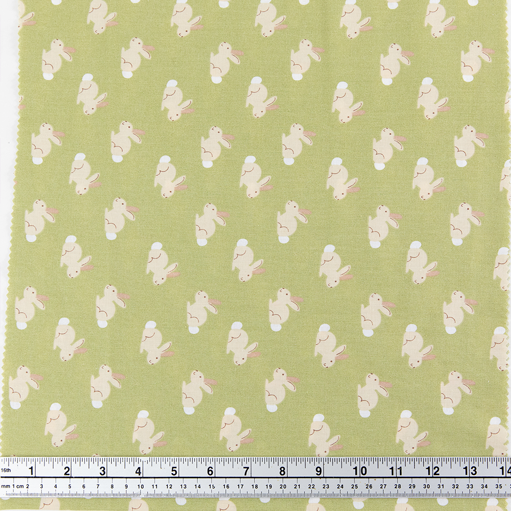 Print Craft & Quilting Fabric, Bunny Rabbits Sage- Width 112cm