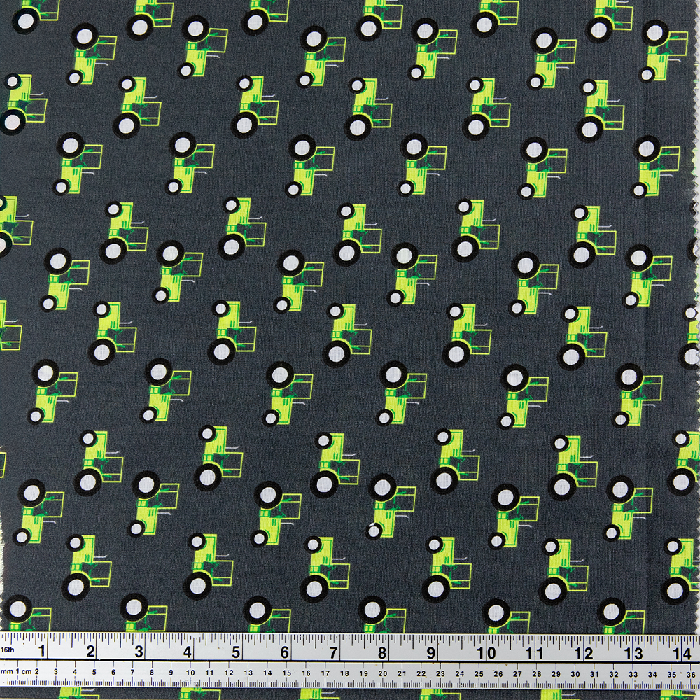 Print Craft & Quilting Fabric, Green Tractors- Width 112cm