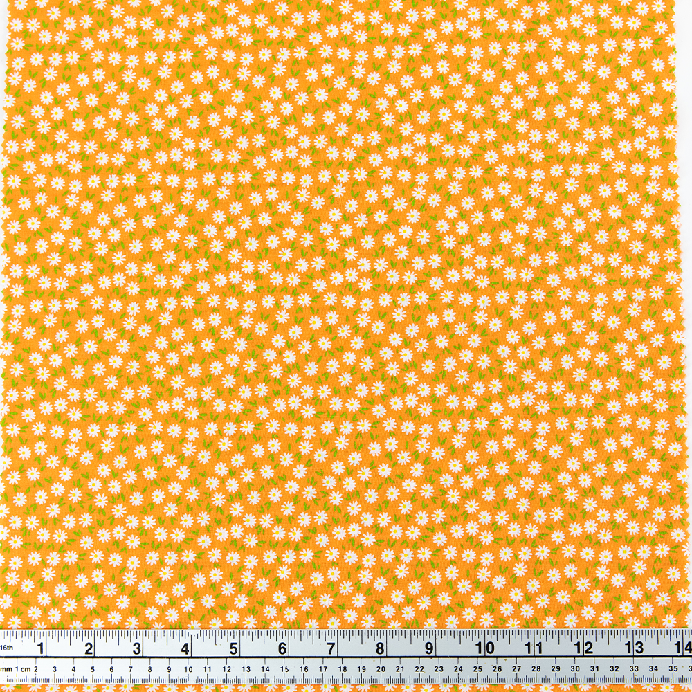 Print Craft & Quilting Fabric, Disty Daisies Orange- Width 112cm