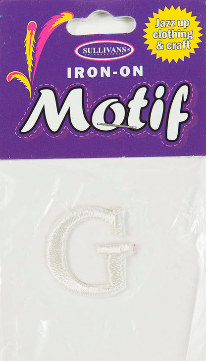 Iron On Motif Letter, White - 20mm - Sullivans