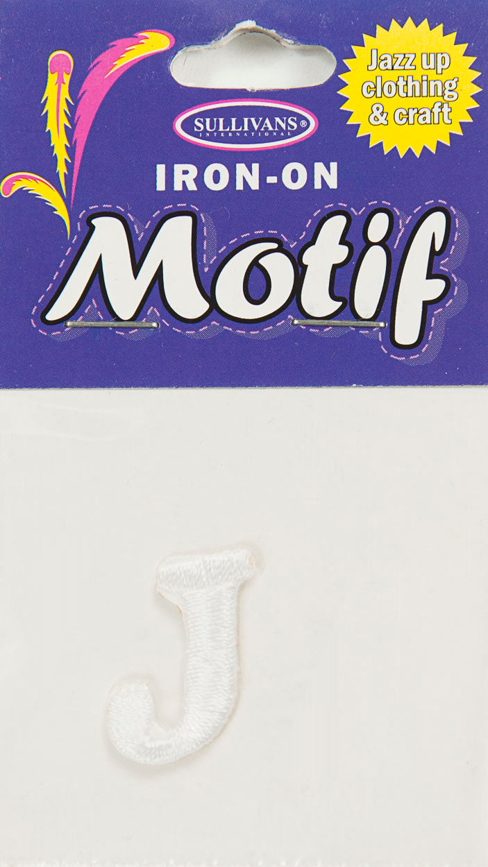 Iron On Motif Letter, White - 20mm - Sullivans