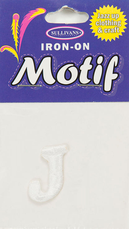 Iron On Motif Letter, White - 20mm - Sullivans