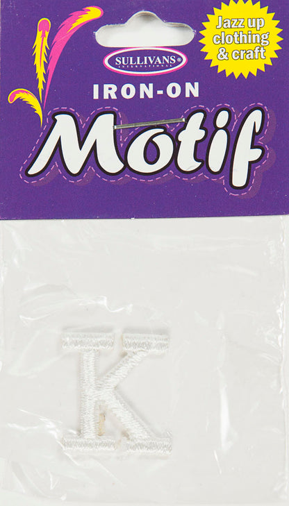 Iron On Motif Letter, White - 20mm - Sullivans