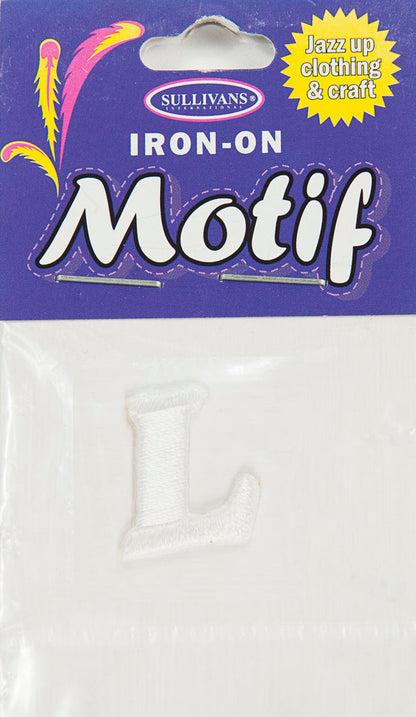 Iron On Motif Letter, White - 30mm - Sullivans