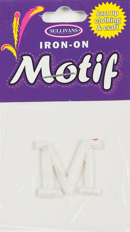 Iron On Motif Letter, White - 20mm - Sullivans