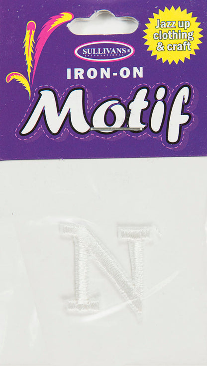 Iron On Motif Letter, White - 20mm - Sullivans