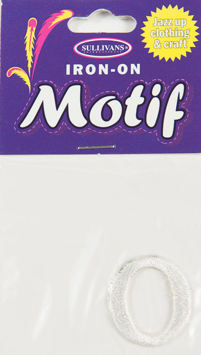 Iron On Motif Letter, White - 20mm - Sullivans