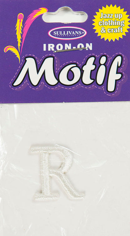 Iron On Motif Letter, White - 20mm - Sullivans