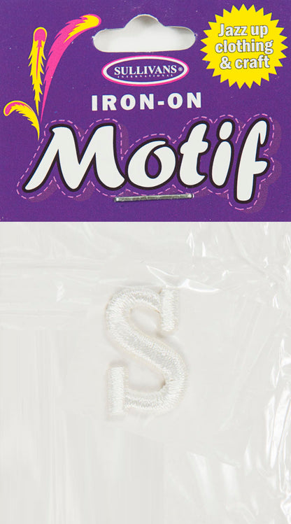 Iron On Motif Letter, White - 20mm - Sullivans
