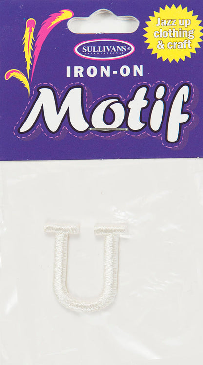 Iron On Motif Letter, White - 20mm - Sullivans