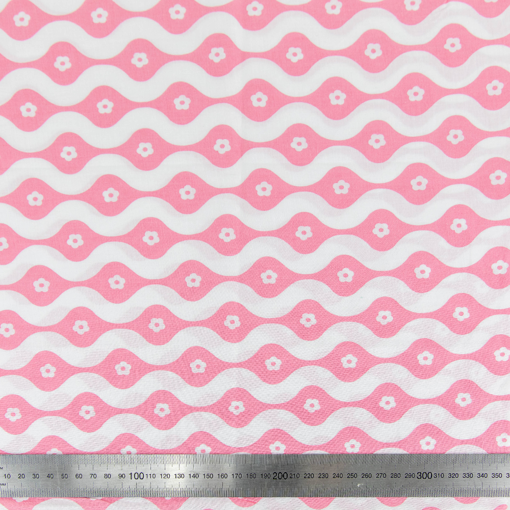 Print Craft & Quiltng Fabric, Pink Groovy Flower -Width 110cm