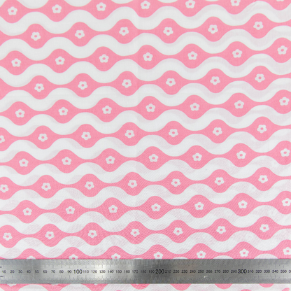 Print Craft & Quiltng Fabric, Pink Groovy Flower -Width 110cm