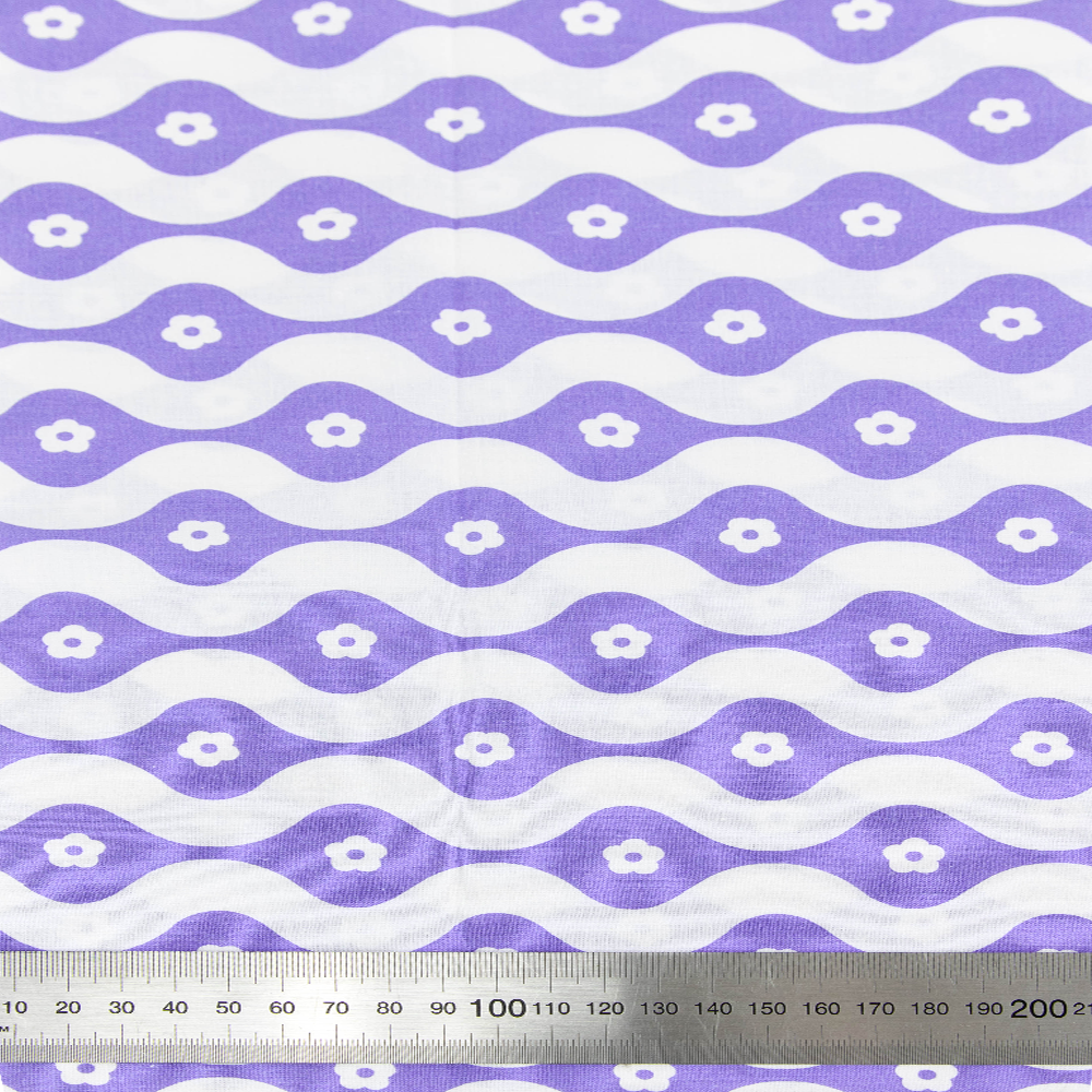 Print Craft & Quiltng Fabric, Purple Groovy Flower -Width 110cm