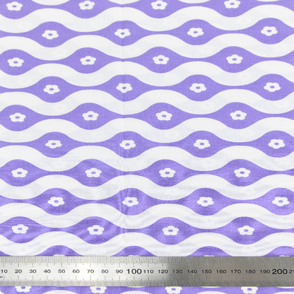 Print Craft & Quiltng Fabric, Purple Groovy Flower -Width 110cm