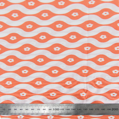 Print Craft & Quiltng Fabric, Orange Groovy Flower -Width 110cm