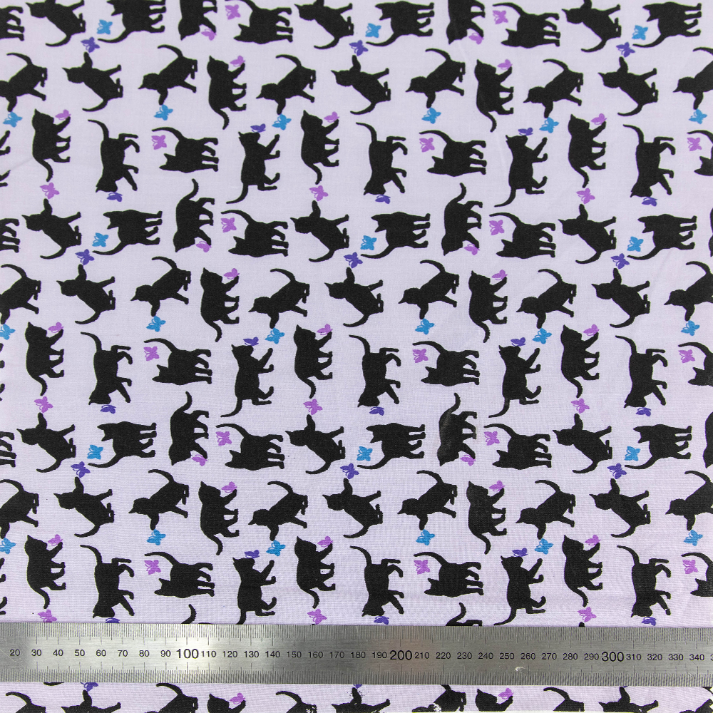 Print Craft & Quiltng Fabric, Cat & Butterfly-Width 110cm