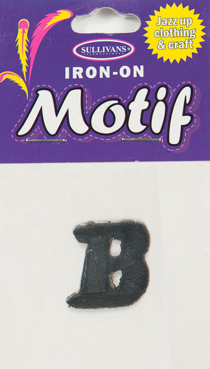 Iron On Motif Letter, Black - 20mm - Sullivans