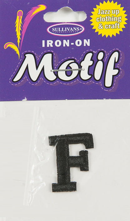 Iron On Motif Letter, Black - 20mm - Sullivans