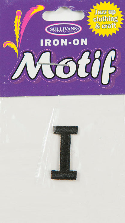 Iron On Motif Letter, Black - 20mm - Sullivans