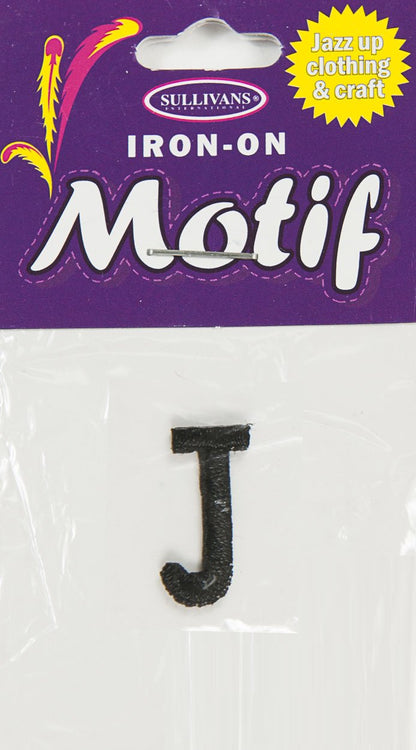 Iron On Motif Letter, Black - 20mm - Sullivans