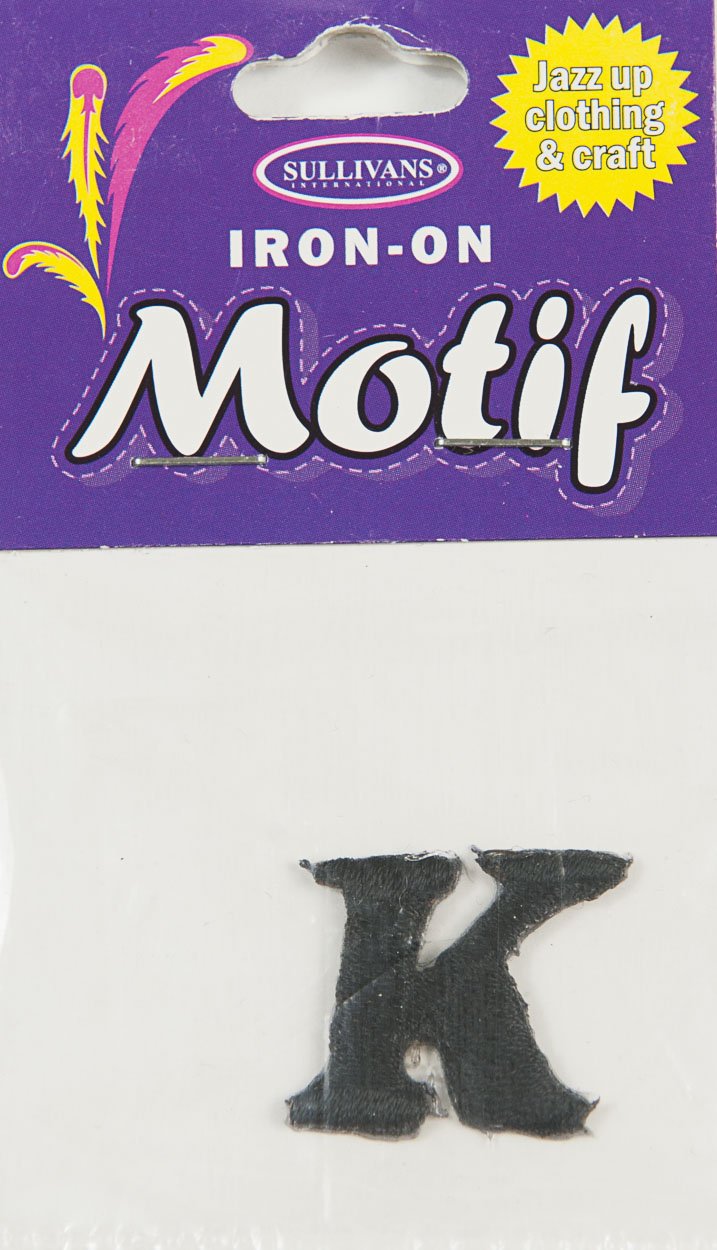 Iron On Motif Letter, Black - 20mm - Sullivans