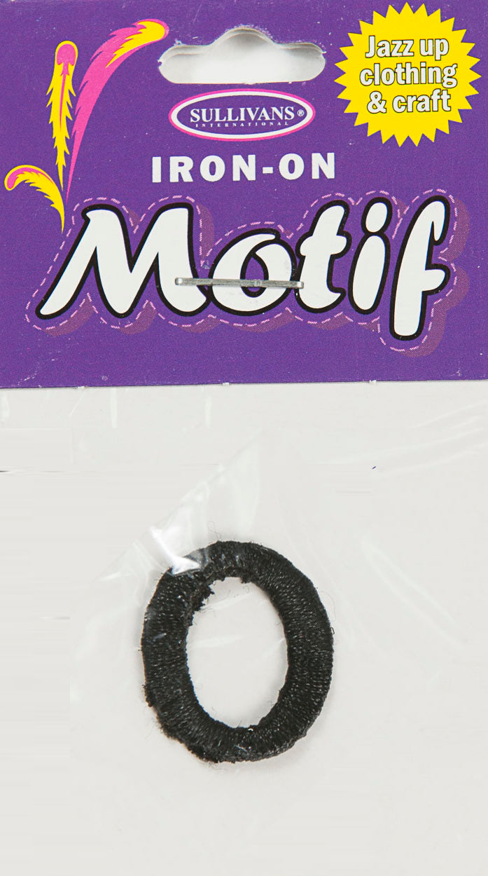 Iron On Motif Letter, Black - 20mm - Sullivans