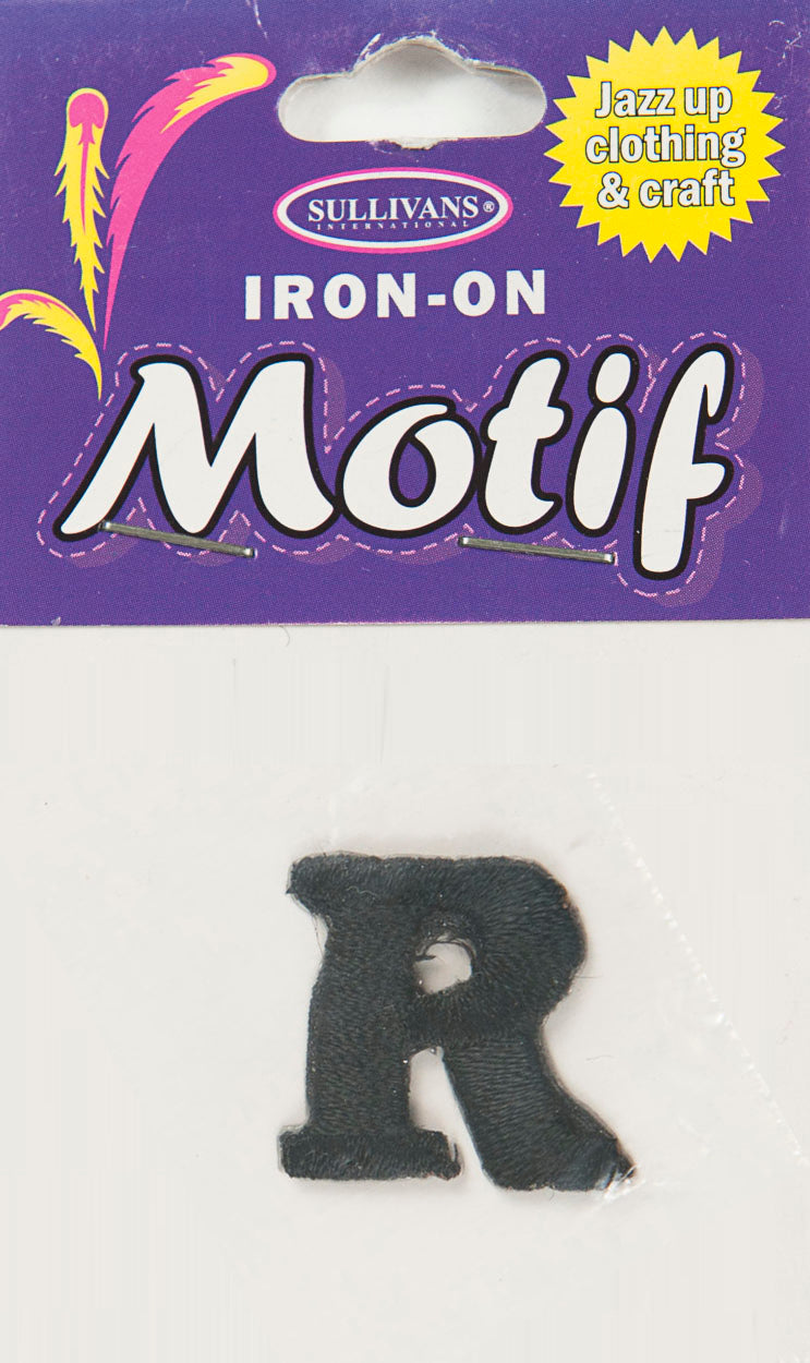 Iron On Motif Letter, Black - 20mm - Sullivans