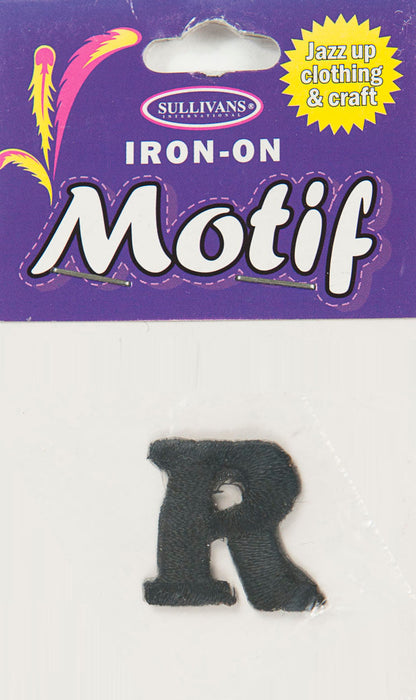 Iron On Motif Letter, Black - 20mm - Sullivans