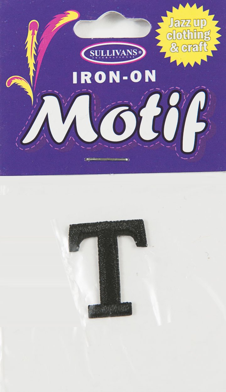 Iron On Motif Letter, Black - 20mm - Sullivans