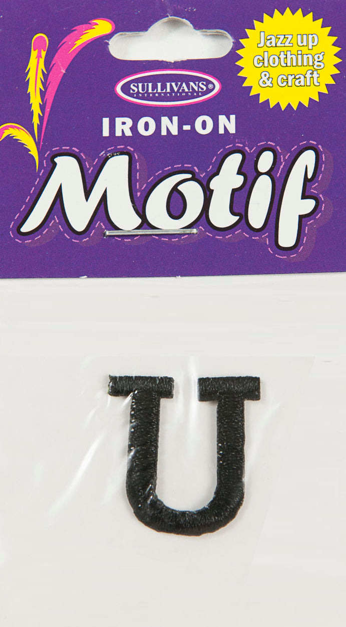 Iron On Motif Letter, Black - 20mm - Sullivans