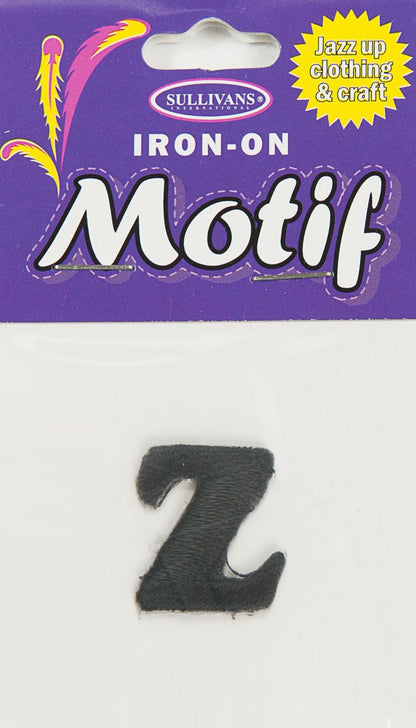 Iron On Motif Letter, Black - 20mm - Sullivans
