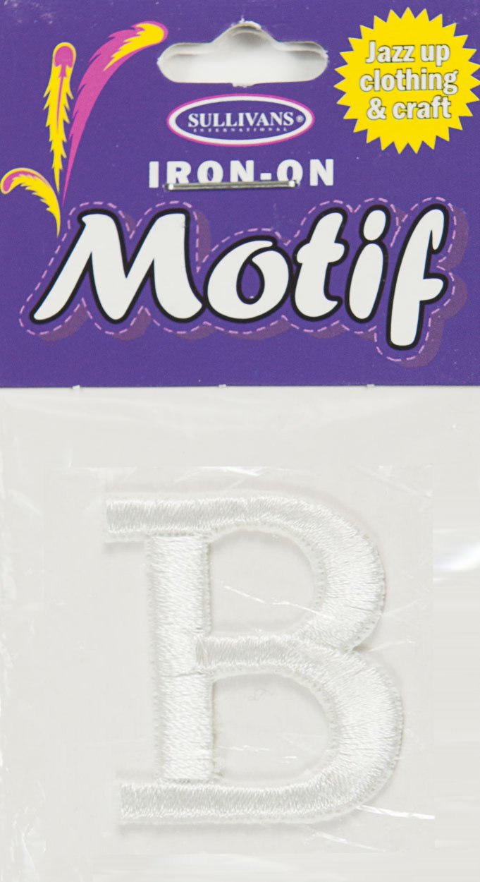 Iron On Motif Letter, White - 30mm - Sullivans