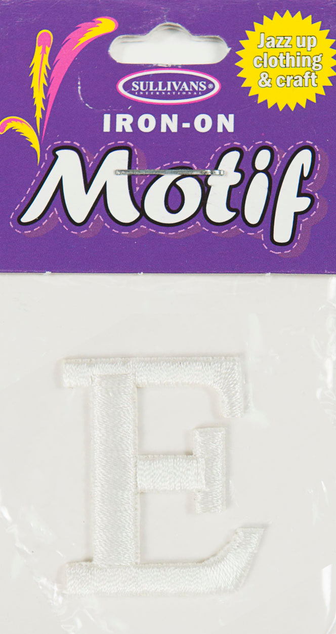 Iron On Motif Letter, White - 30mm - Sullivans